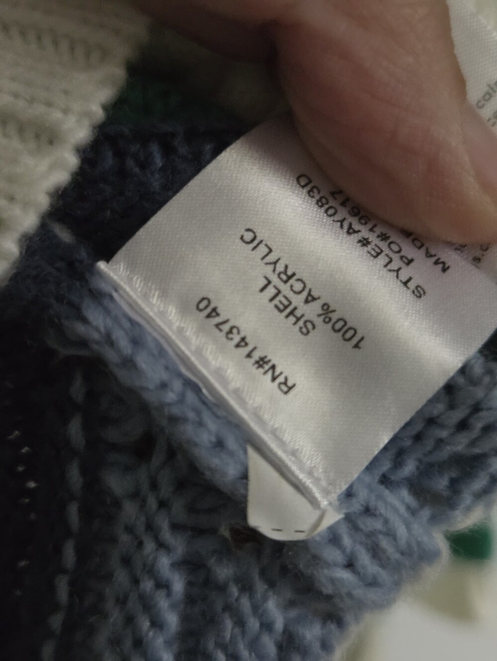 Hyacinth House Aqya Wave Chevron Knit Sweater - Green, Navy & Cream - Picture 4 of 6